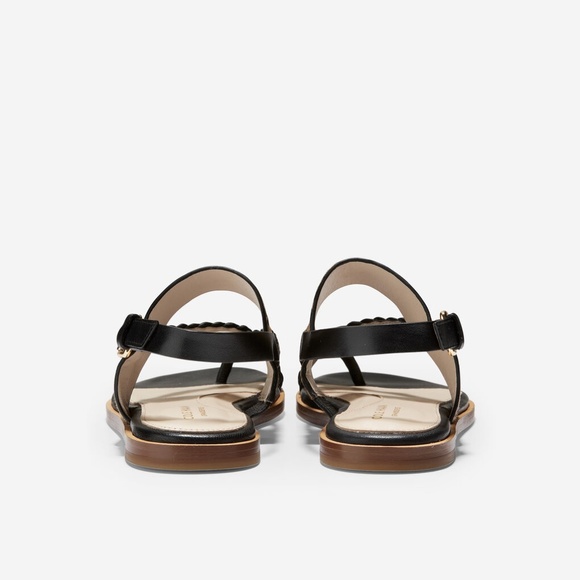 Cole Haan Anica Leather Black Leopard Slingback Thong Flat Sandals Shoes 6.5 - Picture 5 of 10